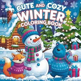 Discover the Joy of Winter Relaxation: Cute and Cozy Winter Coloring Book – Over 40 Cute, Large Print Designs Featuring Cozy Winter & Christmas Scenes for Kids, Adults, and Seniors to Color and Relax